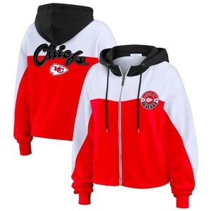 NEW Kansas City Chiefs WEAR by Erin Andrews Color Block Full-Zip Hoodie